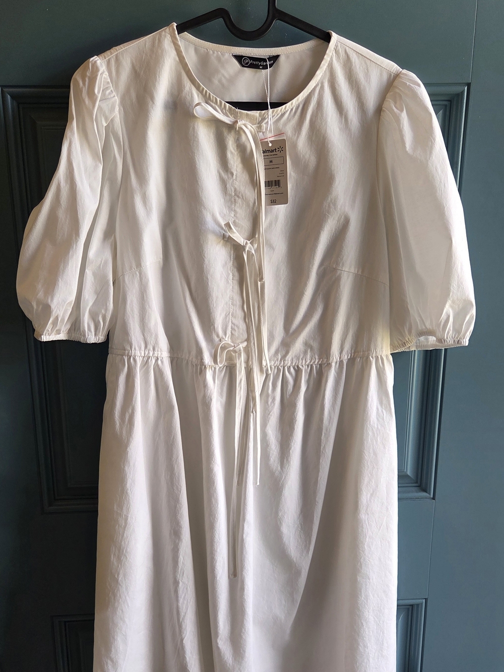 White Midi Dress with Tie Front